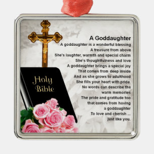 Goddaughterdikt - bibel- & blommadesign julgransprydnad metall