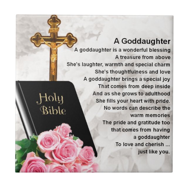 Goddaughterdikt - bibel- & blommadesign kakelplatta (Framsidan)