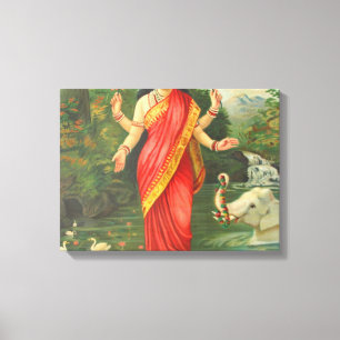 Godderas Lakshmi - Raja Ravi Varma Canvastryck