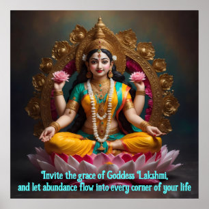 Godderas Lakshmi: Symbol för välstånd och abundans Poster