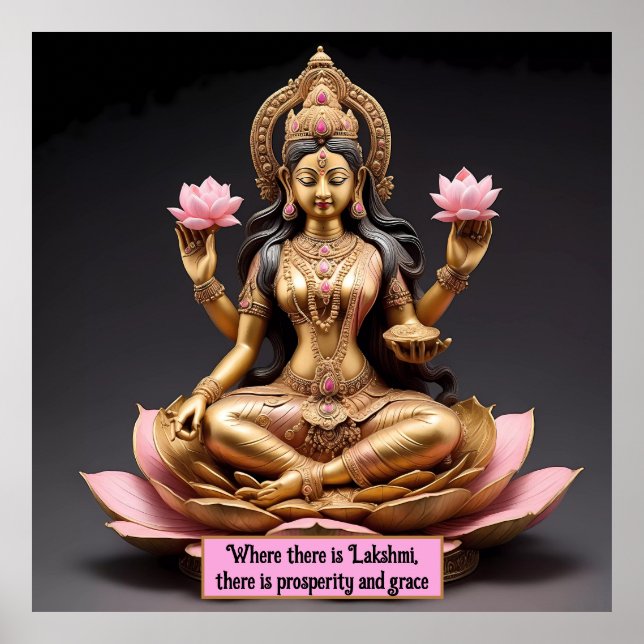 Godderas Lakshmi: Symbol för välstånd och abundans Poster (Framsidan)