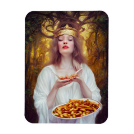 Godderas med en tallrik fullt av poutine AI-konst Magnet