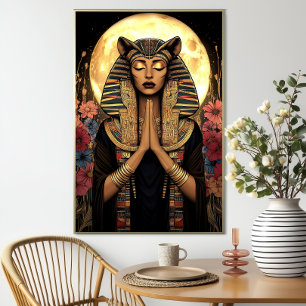 Godderas Sekhmet: Egyptens Blommigt Mörk Fantasy Poster