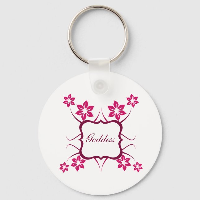 Goddes Blommigt Keychain, Magenta Nyckelring (Framsida)