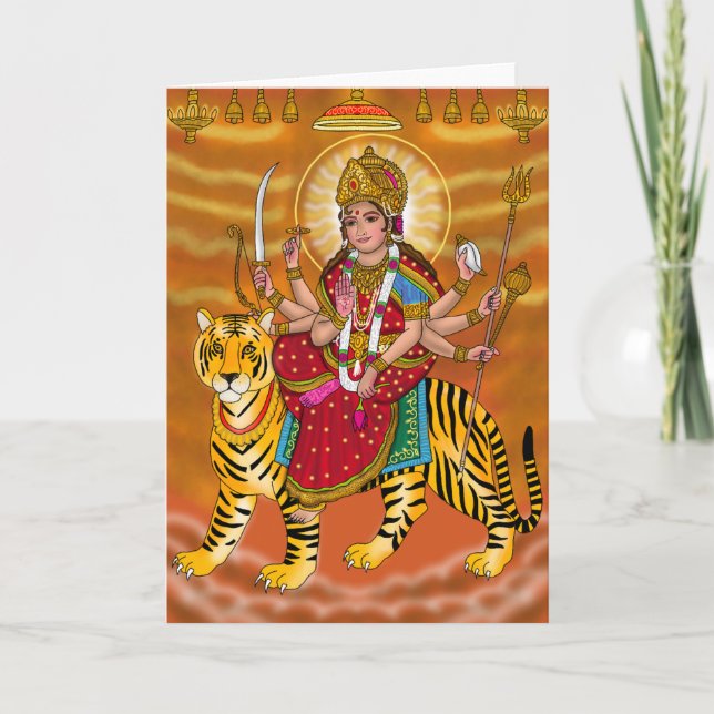Goddes Durga Greeting Card Kort (Framsida)