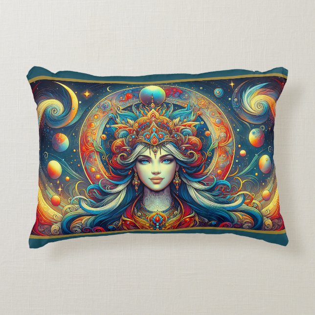 Goddes Head Flowing turkos Hair April - Prydnadskudde (Framsidan)