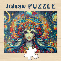 Goddes Head Flowing turkos Hair April - Pussel