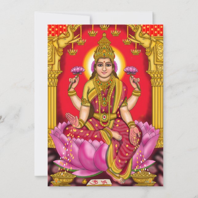 Goddes Lakshmi Greeting Card Inbjudningar (Framsida)