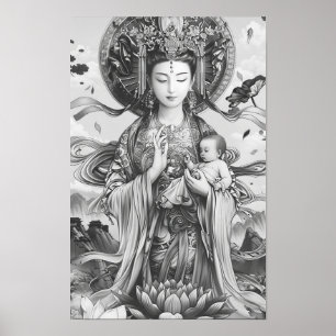 Goddes Line Teckning Poster - Black and White Art