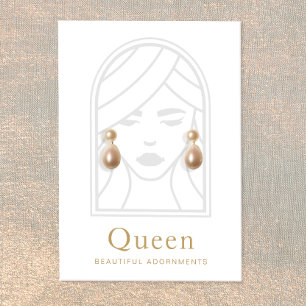 Goddes Queen White Earring Visning Card Visitkort