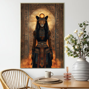Goddes Sekhmet Abstrakt Egyptian Lioness Art Poster