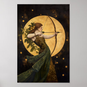Goddess Artemis Art nouveau Grek Mythology Poster