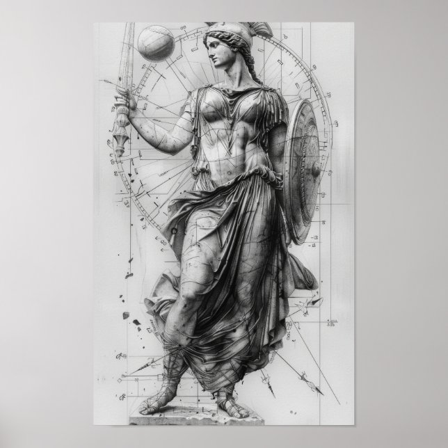 Goddess Athena Art Poster - Mythological Decor for (Framsidan)
