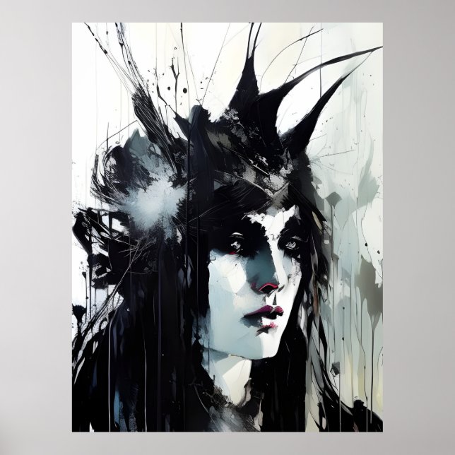 Goddess Black Bläck Painting Poster (Framsidan)