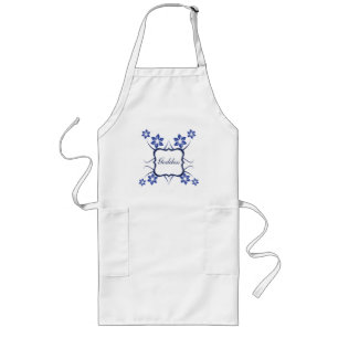Goddess Blommigt Apron, Vibrant Blue Långt Förkläde