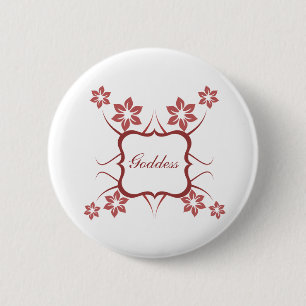 Goddess Blommigt Button, Brick Red Knapp