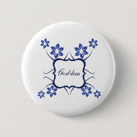 Goddess Blommigt Button, Vibrant Blue