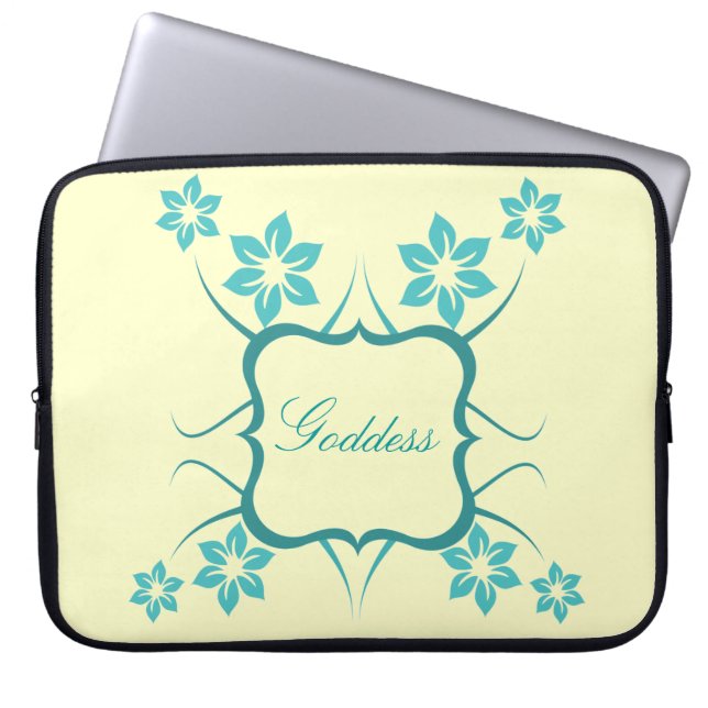 Goddess Blommigt Electronics Bag, Teal Laptop Fodral (Framsidan)