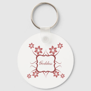 Goddess Blommigt Keychain, Brick Red Nyckelring