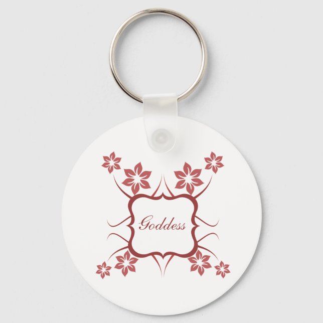 Goddess Blommigt Keychain, Brick Red Nyckelring (Framsida)