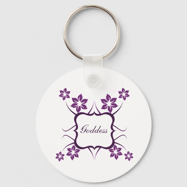 Goddess Blommigt Keychain, Mörkens Lila Nyckelring (Framsida)