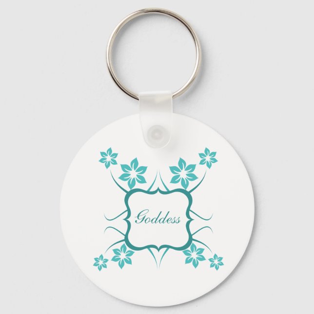 Goddess Blommigt Keychain, Turquise Nyckelring (Framsida)