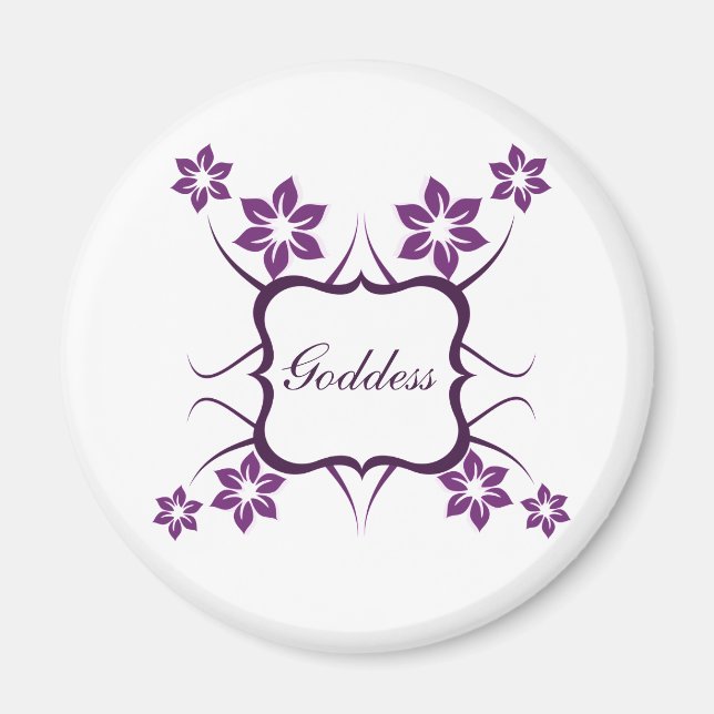 Goddess Blommigt Magnet, Mörkens Lila Magnet (Framsidan)