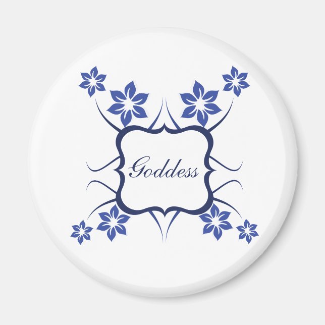 Goddess Blommigt Magnet, Vibrant Blue Magnet (Framsidan)