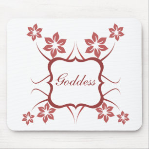 Goddess Blommigt Mousepad, Brick Red Musmatta