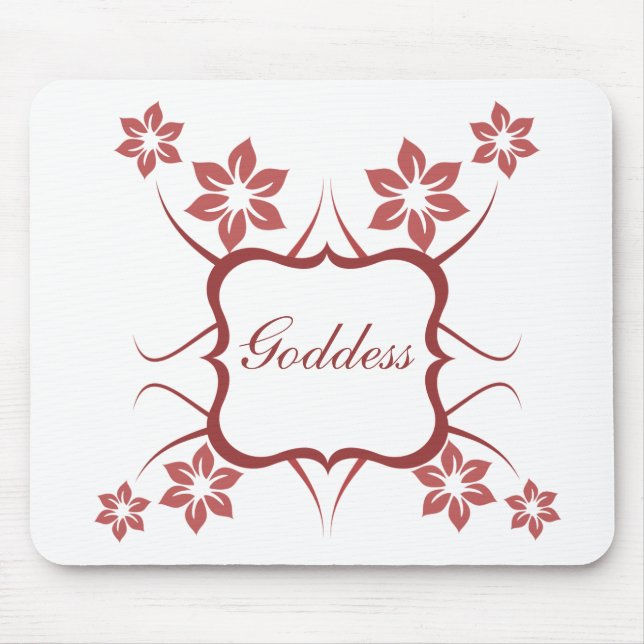 Goddess Blommigt Mousepad, Brick Red Musmatta (Framsidan)