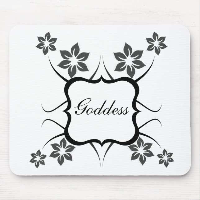 Goddess Blommigt Mousepad, Mörk Grått Musmatta (Framsidan)