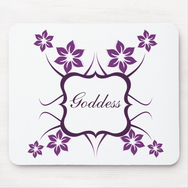 Goddess Blommigt Mousepad, Mörkens Lila Musmatta (Framsidan)