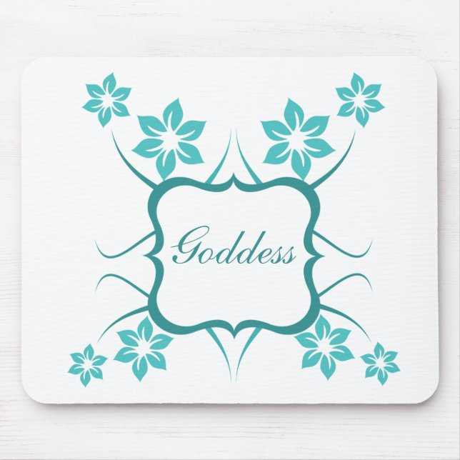 Goddess Blommigt Mousepad, Turquise Musmatta (Framsidan)