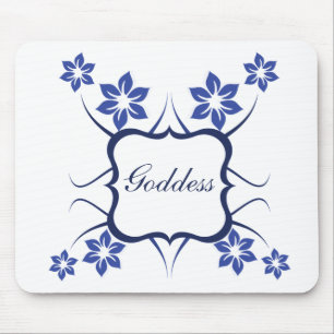 Goddess Blommigt Mousepad, Vibrant Blue Musmatta