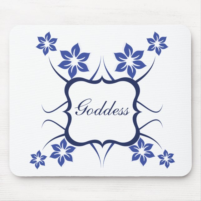 Goddess Blommigt Mousepad, Vibrant Blue Musmatta (Framsidan)