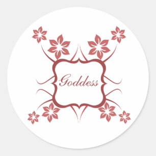 Goddess Blommigt Stickers, Brick Red Runt Klistermärke