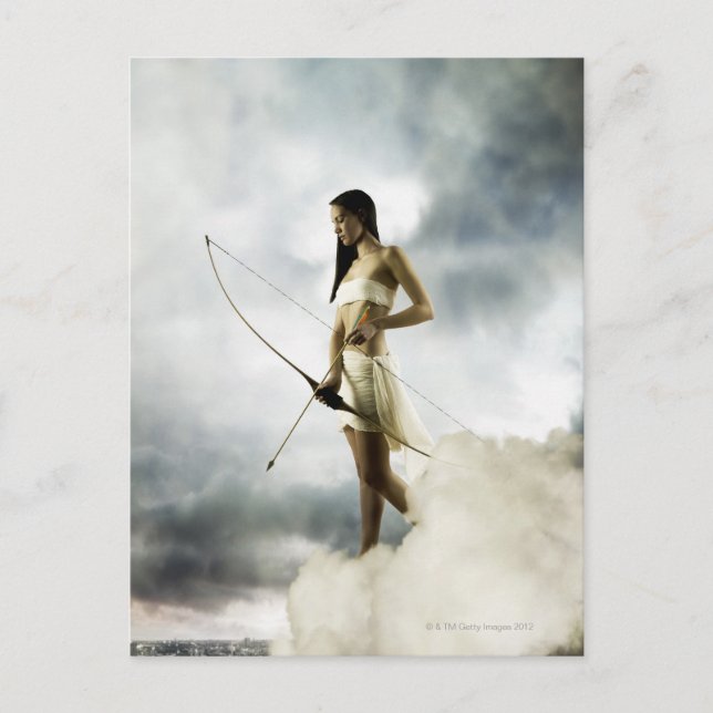 Goddess Diana med båge och pil Vykort (Framsida)