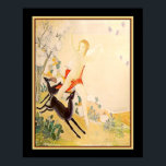 "Goddess Diana Running with Hjort" Art Deco Poster<br><div class="desc">Ett vackert exempel på Art Deco på 1930-talet - gudinna Diana springer med två hjortar från skogen till fält. De golder och den grönt i bleken som står i kontrast till den jet-svarta hjorten och de lavendelblommor som faller från himlar är levande, och målningen är en fullt av livet. Den...</div>