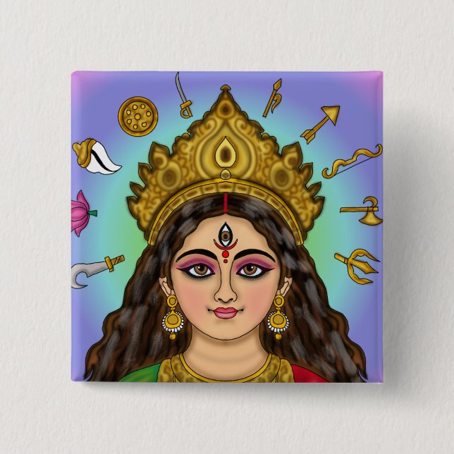 Goddess Durga Button Knapp (Framsida)