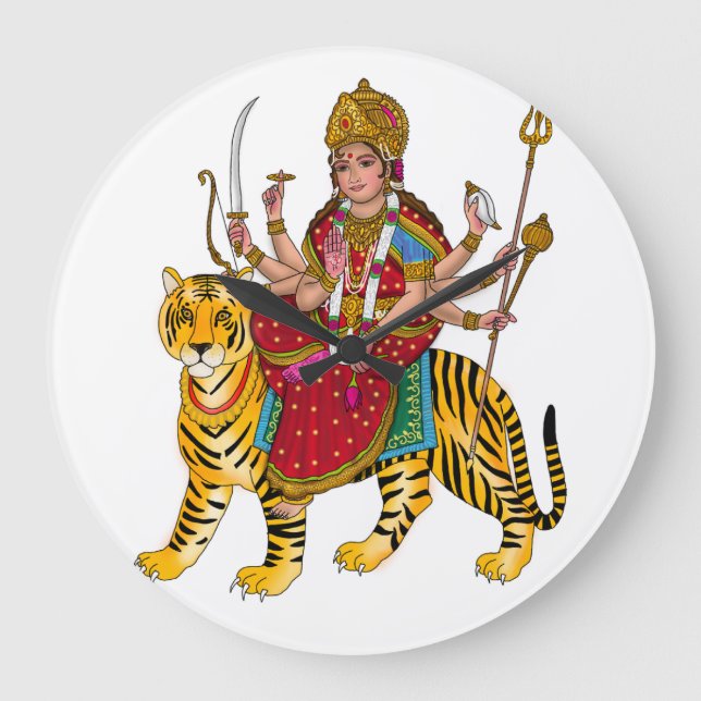 Goddess Durga Clock Stor Klocka (Framsida)