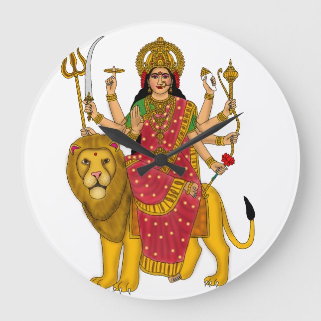 Goddess Durga Clock Stor Klocka (Framsida)