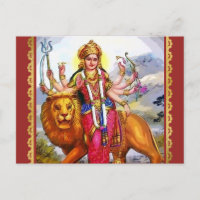 Goddess Durga med Lejon målning