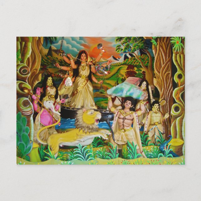Goddess Durga på Durga-festivalen i Burdwan Vykort (Framsida)