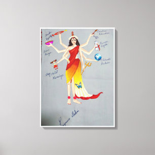 Goddess Durga som Mor Nature Canvastryck