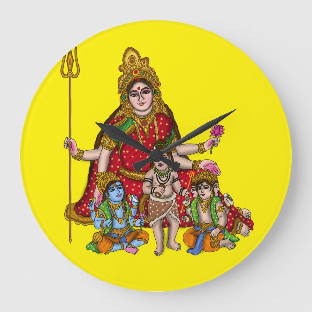 Goddess Durga Wall Clock Stor Klocka (Framsida)