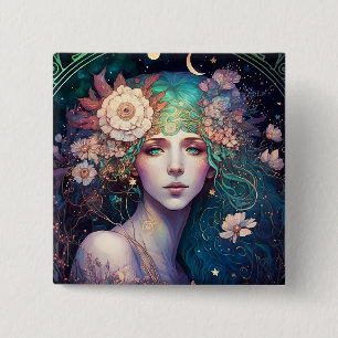 Goddess Fantasy Art Button Knapp