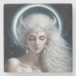 Goddess Fantasy Måne Goddess Crescent Måne Stenunderlägg