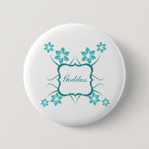 Goddess Floral Button, Turquoise Knapp