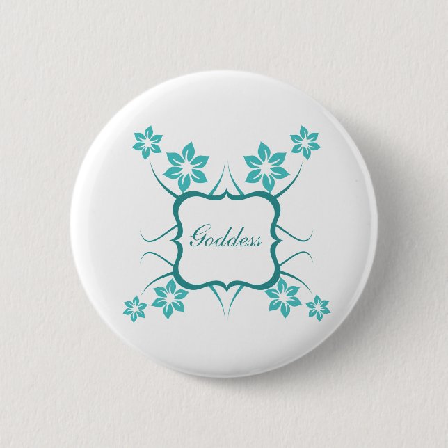 Goddess Floral Button, Turquoise Knapp (Framsida)