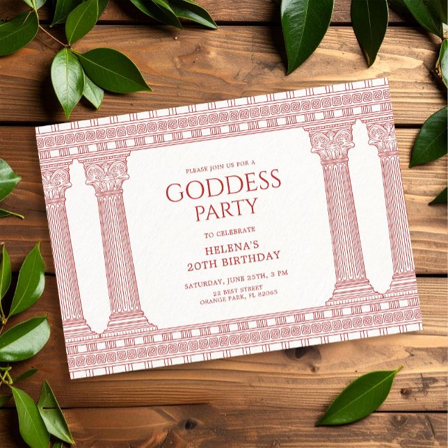 Goddess Födelsedagsfest med Rosa Temple Inbjudningar (Skapare uppladdad)